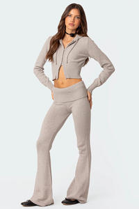 RUIQUWIN 2025 Ensemble décontracté pour femme 2 pièces en tricot uni, pantalon slim à jambe droite et sweat à capuche - Product Image 4