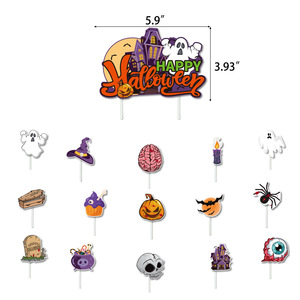 Horror Happy Halloween Banner Balloons Cake Cupcake Toppers <strong>Zombie</strong> <strong>Brain</strong> Skeleton Party Decor Kit - Product Image 3