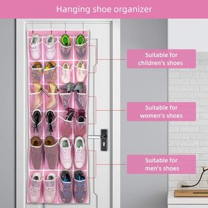 Hanging Shoe Organizer 24 Mesh Pockets Non-Woven Fabric <b>Over</b> <b>Door</b> Storage Bag 58x21inch Large Capacity Rectangle Shape - Product Image 3