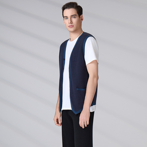 Chaleco de Punto Personalizado de Algodón y Seda con Certificación GOTS, Estilo Casual para Otoño e Invierno, con Botones, Cuello en V, Sin Mangas, para Hombre - Product Image 5