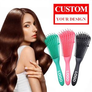 Personalized Custom <b>Comb</b> with Logo Plastic Octopus Hair Brush for Women's Professional Salon <b>Straightener</b> - Product Image 1
