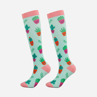 Nouvelles Chaussettes de Compression Décontractées en Nylon Antidérapantes et Anti-Frottement à Motifs Animaux et Végétaux, Élastiques pour le Sport et le Quotidien