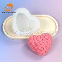 3D hortensia fleur coeur bougie Silicone moule bricolage Fondant chocolat moule saint valentin plâtre moule gâteau décoration outils
