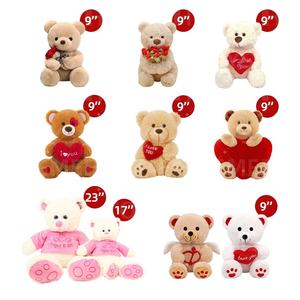 9 дюймов в форме сердца плюшевый мишка с пучком роз настраиваемый хлопчатобумажная ткань фланелевый материал PP хлопок наполнитель - Product Image 2