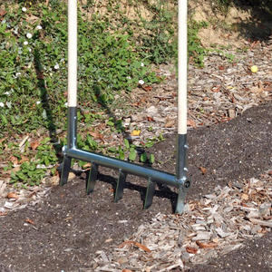 JH-Mech 5 Steel Tines 20 in Wide Garden <b>Tool</b> Handles Ergonomic U-Shaped <b>Hand</b> Tiller High Strength Steel Broadfork JH-BF- - Product Image 4