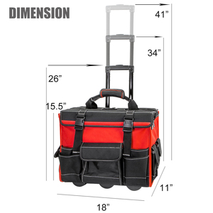 18" Waterproof <b>Rolling</b> <b>Tool</b> Bag Organizer with Adjustable Telescoping Handle 150 lb Capacity Multi-Compartment Storage Wheels - Product Image 6