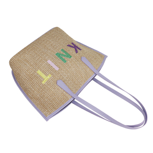 Sac fourre-tout en paille de luxe pour femme, personnalisable avec logo, pour la plage, l'été, l'automne, le printemps, avec bandoulière perlée scintillante, idéal pour les courses - Product Image 5