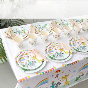 Ensemble <span class=keywords><strong>de</strong></span> couverts pour fête d'anniversaire d'enfants, assiette à gâteau, <span class=keywords><strong>table</strong></span> <span class=keywords><strong>de</strong></span> dessert, nappe, assiette <span class=keywords><strong>de</strong></span> <span class=keywords><strong>maternelle</strong></span>, assiette en papier jetable, assiette en papier pour animaux - Product Image 5