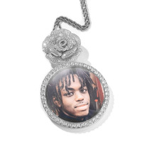 Pendentif Photo Cercle Grande Taille Collier Rose Bail Diy Images Bijoux Personnalisés Femmes Hommes Rappeur