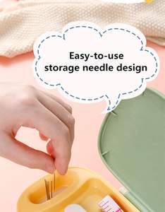 Kit de couture DIY vert 135 pièces, simple, en plastique, pour voyage, avec accessoires de réparation et fils, pour usage familial - Product Image 5