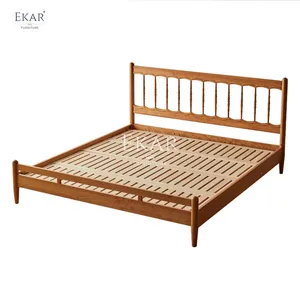 Conjunto combinado de cama e mesa de cabeceira em madeira cereja moderno com novo design
