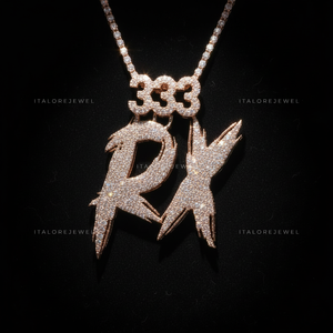 Collar con Colgante de Letra del Alfabeto en Plata de Ley 925 con Moissanita y Baño de Oro Rosa, Número de Ángel RX, Joyería Elegante, Regalo - Product Image 4