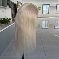 Wig renda HD terikat tangan penuh atasan sutra 16 inci 5x5 wig medis rambut manusia Eropa virgin mentah