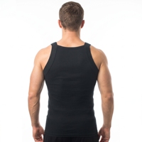 Débardeur de sport blanc côtelé sans manches à col rond coupe ajustée pour homme, personnalisable avec logo OEM/ODM, idéal pour la gym, l'entraînement et la course à pied