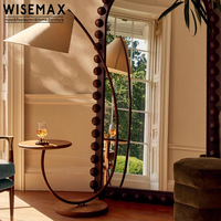 WISEMAX Lampe de sol en bois de style Wabisabi avec revêtement en tissu et lumière LED pour décoration intérieure de canapés d'hôtel et de cafés Lampadaire d'angle
