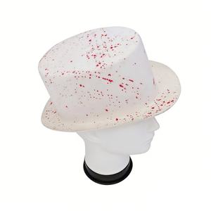 Sombrero de Copa Festivo con Diseño de Salpicaduras de Sangre Blanca y Roja para Fiestas de Halloween, Actuaciones en Escenario y Eventos Temáticos - Unisex para Adultos - Product Image 6