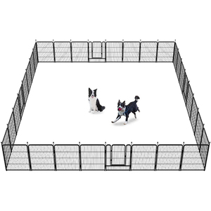 Clôture personnalisée <span class=keywords><strong>en</strong></span> gros <span class=keywords><strong>en</strong></span> métal 24 "x 30" 6-8 panneaux noir de luxe extérieur noir grand parc pour chiens de compagnie <span class=keywords><strong>lapin</strong></span> chiot chenils - Product Image 6