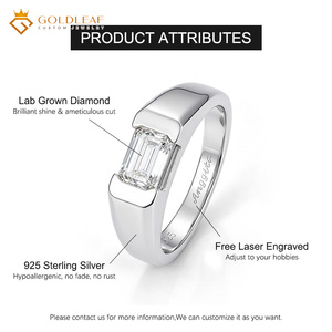 Anillo de Diamante Cultivado en Laboratorio con Corte Esmeralda D VS1 de Oro Fino, Anillo de Boda de Plata de Ley 925, Certificado IGI - Product Image 6