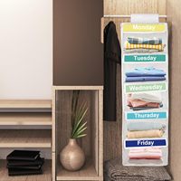 Organisateur hebdomadaire suspendu pliable et détachable à 5 étagères pour le rangement des sacs d'école des enfants, des vêtements, des chaussures et du linge dans le salon, pour optimiser l'espace