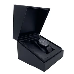 High Grade Waterproof Watch Storage Box Custom Luxury Wrist Watch Black Leather Box