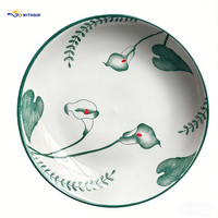 Assiettes en porcelaine à motif floral 2025, écologiques, vente en gros, en stock, logo personnalisable, vaisselle de fête, maison/hôtel
