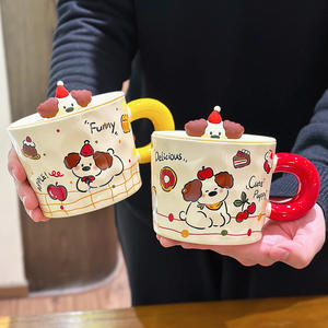 Tasse en céramique Zuo Mu avec couvercle et cuillère, résistante à la chaleur, peinte à la main, pour le café au bureau, le petit-déjeuner, cadeau pour femme, hiver 2025 - Product Image 1
