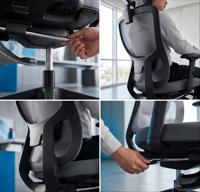 Chaise de bureau exécutive ergonomique moderne à dossier haut, pivotante, avec support lombaire, appui-tête 2D et accoudoirs réglables pour bureau à domicile