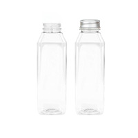 Nouvelle bouteille en plastique carrée française vide de 16 oz pour le stockage de jus maison, bouteilles de jus de 500 ml, bouteille d'emballage de lait