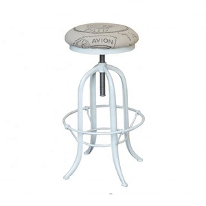 Taburete de Bar HL425 de Diseño Francés Antiguo, Altura Ajustable, Estructura de Hierro, Tablero de Madera Reciclada, Mueble de Bar para Hogar, Comedor, Hotel - Product Image 3