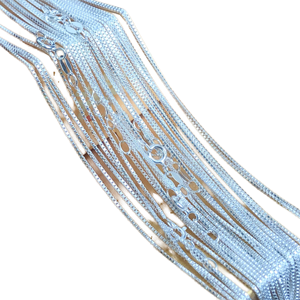 Vintage 0.85mm Sterling <b>Silver</b> Box Finished Link Chain Trendy Fine Jewelry Women's <b>Chokers</b> Necklace - Product Image 1