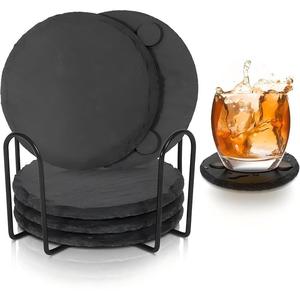 Sous-verres en ardoise personnalisés avec logo gravé, sous-verres noirs en <span class=keywords><strong>pierre</strong></span> naturelle pour verres <span class=keywords><strong>à</strong></span> <span class=keywords><strong>whisky</strong></span> et <span class=keywords><strong>à</strong></span> vin, accessoire de bar, vente en gros - Product Image 4