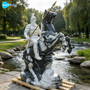 Statua Antica di Grandi Dimensioni, Famosa Scultura in Marmo di Soldato a Cavallo, Realizzata a Mano su Misura per Giardini Esterni, Templi e Paesaggi - Product Image 2