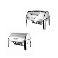 Chauffe-Plats Professionnel de Luxe pour Restaurants et Hôtels, en Acier Inoxydable, avec Couvercle Rabattable, Chauffe-Plats Électrique Commercial à Combustible, Ensemble de Maintien au Chaud pour Buffets