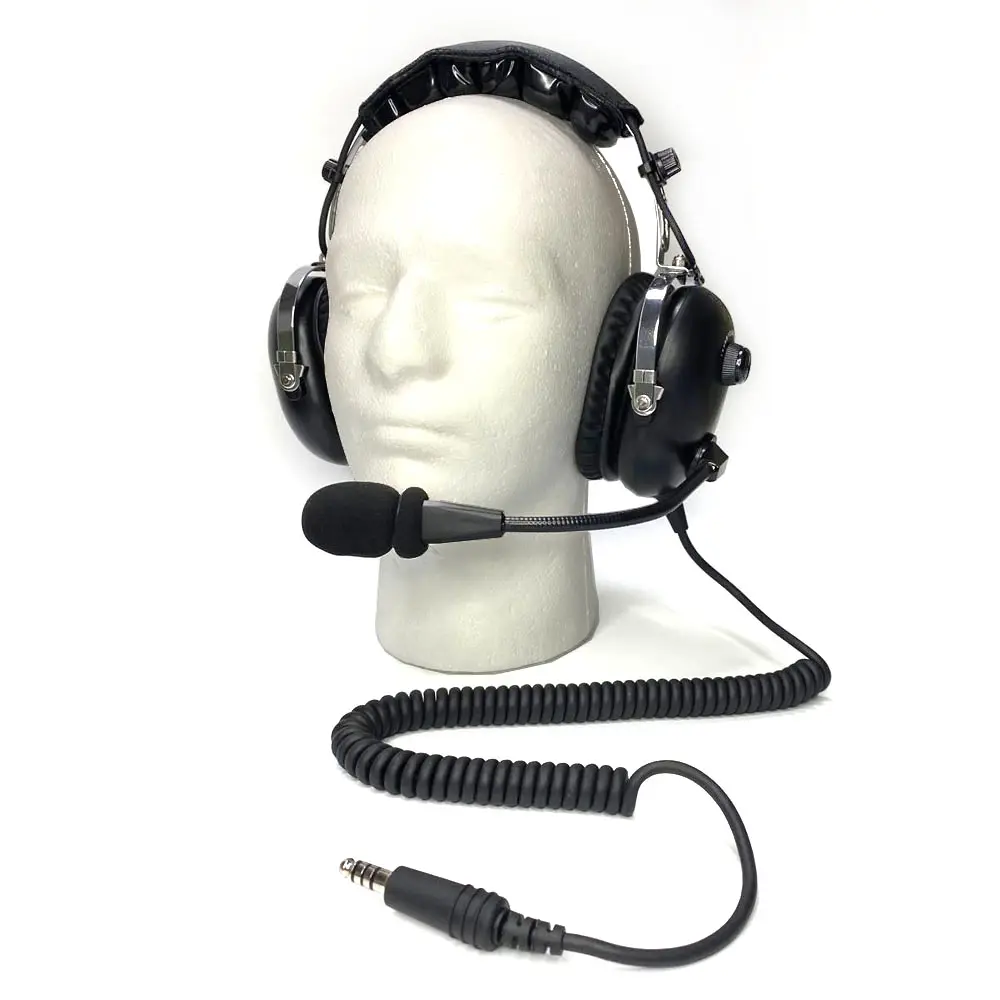 Black Noise Cancelling Aviation Helicopter headset Noise Reduction Pilot Aviation Headset With U-174U Connector