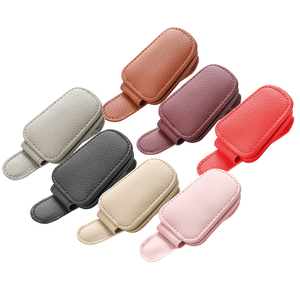 Popular Multifunctional Universal Leather Car Visor Sunglasses Holder Car Interior Accessories with Glasses <b>Clip</b> - Product Image 2