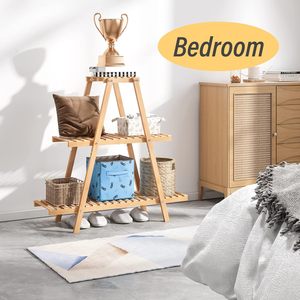 Support pour plantes en bambou, multifonctionnel, rectangulaire, pour balcon, intérieur et extérieur, étagère de rangement, design minimaliste, durable - Product Image 4