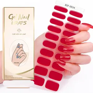 Preço de fábrica Semi Curado Gel Tiras Kit Unhas Adesivos Personalizado Venda Quente Gel Unha Polonês Etiqueta Gel Prego Com O UV