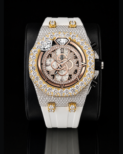 Exportateur indien Montre chronographe analogique en acier inoxydable avec diamants Moissanite pour homme, luxe, entièrement sertie de pierres, mouvement à quartz, édition limitée - Product Image 1