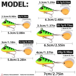 Leurre de pêche <span class=keywords><strong>VIB</strong></span> en métal WildTrek 8g-28g avec lame rotative, 5 couleurs, appât dur avec hameçons triples pour achigan, truite, brochet - Product Image 3