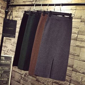 Autumn Winter Hot Style Knit <strong>Skirt</strong> Women's Long Sweater Slit <strong>Skirt</strong> Lady Women's Clothes Dress <strong>Elastic</strong> Waist Knitwear <strong>Skirt</strong> - Product Image 3