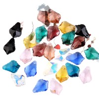 Manik-manik Kaca Daun Maple Baroque Kristal yang Dipoles untuk Kalung, Hiasan Kepala, Anting, dan Aksesoris Pakaian DIY