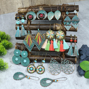 Geometric <b>Drop</b> Earrings Women Bohemia Alloy Antique <b>Bronze</b> Plated Party Fashion Dangle Earrings - Product Image 1
