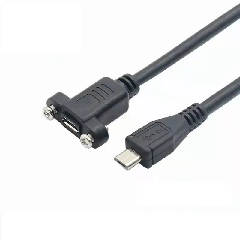 Custom Male to Female Screw Panel Mount Micro B USB Data Extension cable