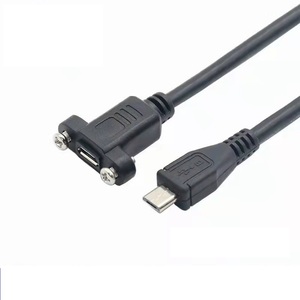 Custom Male to Female Screw Panel Mount <strong>Micro</strong> <strong>B</strong> <strong>USB</strong> Data Extension Cable - Product Image 1