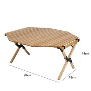 Table pliante octogonale pour camping en plein air et chaise Table pliante portable en bois massif pour barbecue