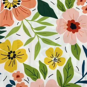 Comfortable Print Pure Cotton Printed Fabric Poplin Cotton Floral Fabric Breathable Organic Cotton Fabric For Dresses Floral