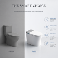 WC intelligent sans réservoir avec chasse d'eau par siphon, siège chauffant, matériau céramique, télécommande