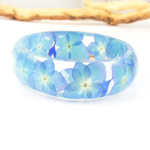 Joyería No <span class=keywords><strong>Me</strong></span> Olvides, Joyería Bohemia de Moda, Flores Reales, Brazalete de Resina con Flores Prensadas de Hortensia Azul para Ella - Product Image 2