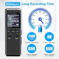 Enregistreur vocal numérique 32 Go avec 80 heures d'enregistrement, grand écran couleur, plusieurs langues, enregistreur audio à un clic