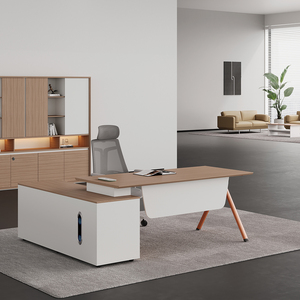 Bureau de direction commercial en forme de L, mobilier de bureau minimaliste avec tiroir - Product Image 2